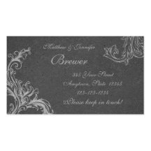 Grey Bride and Groom Contact Information Card Business Cards