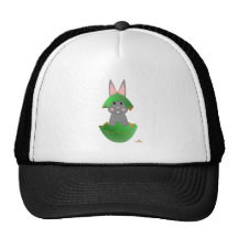 Grey Bunny Green Christmas Ornament Merry Christma Trucker Hats