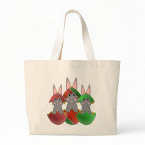 Grey Bunny In A Christmas Ornaments Bag
