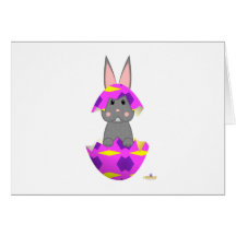 Grey Bunny Pink Decorated Easter Egg Cards