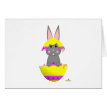 Grey Bunny Yellow Decorated Easter Egg Cards