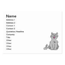 Grey cat cartoon business cards