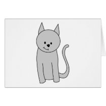 Grey Cat Cartoon. Greeting Cards