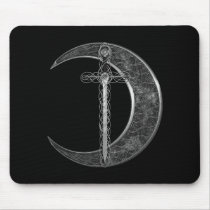Grey Celtic Sword and Moon Mouse Pad