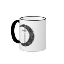 Grey Celtic Sword and Moon Coffee Mugs