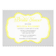 Grey Chevron Yellow Frame Bridal Shower Invite