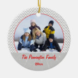 Grey chevron zigzag christmas photo ornament