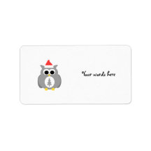 Grey christmas owl address labels