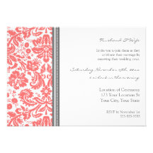 Grey Coral Photo Wedding Vow Renewal Invitation