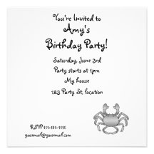 Grey crab personalized invites