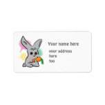 Grey cute bunny with carrot address label labels