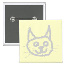 Grey Cute Cat. Button