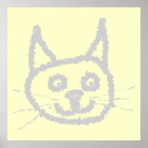 Grey Cute Cat. Poster