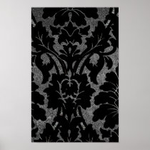 Grey Damask ~ Poster Print