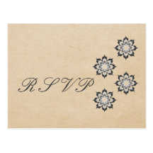 Grey Daring Floral Blooms RSVP Postcard