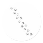 grey dog paws round sticker