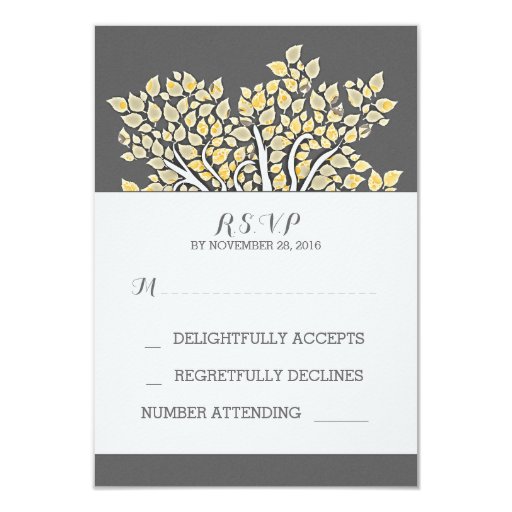 grey elegant old yellow tree wedding RSVP cards Personalized ... grey elegant old yellow tree wedding RSVP cards Personalized ...