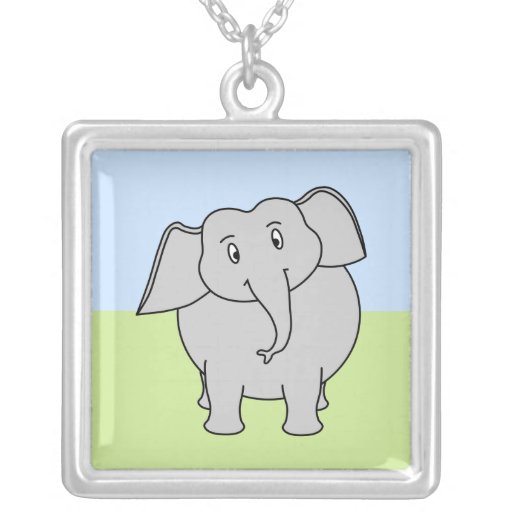 Grey Elephant Personalized Necklace