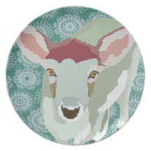 Grey Fawn Art Green Plate