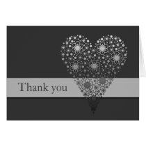 Grey Flower Heart Thank you card cards