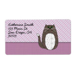 'Grey Folk Art Cat' Personalized Shipping Labels