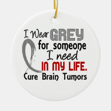 Grey For Someone I Need Brain Tumours Ornaments