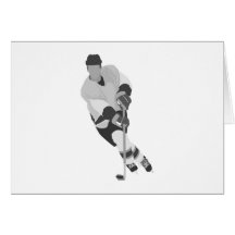 Grey Forward Hockey Player Greeting Cards