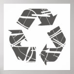 Grey Fractured Recycling Sign posters