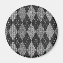 grey gingham knitting pattern fridge magnet