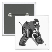 Grey Goalie Hockey Buttons