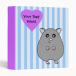 Grey Hamster Heart and Stripes Blue Purple Binder