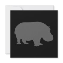 Grey Hippo Silhouette Invitations