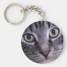 Grey Kitten Face Key Chains