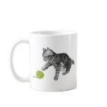 Grey Kitten with Green Yarn Mugs