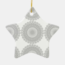 Grey Lace Design Pattern. Christmas Ornament