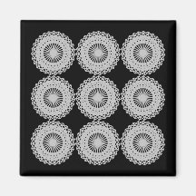 Grey Lace Design Pattern. Fridge Magnets