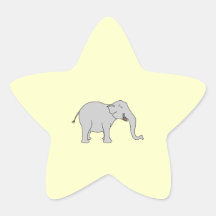 Grey Laughing Elephant. Cartoon. Star Sticker