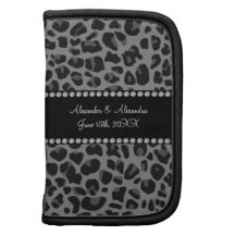 Grey leopard print wedding favors folio planner