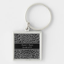 Grey leopard print wedding favors key chains