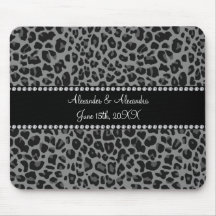 Grey leopard print wedding favors mouse pads
