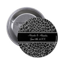 Grey leopard print wedding favors pinback buttons