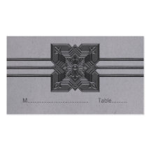 Grey Medallion Border Place Card Business Card Templates