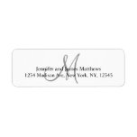 Grey Monogram Return Address Labels for Weddings