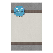 Grey Monogrammed Stationery Paper