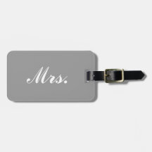 Grey Mr and Mrs luggage tag for her