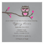 Grey, Pink and Brown Owl Invitation invitations