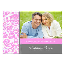 Grey Pink Photo Wedding Vow Renewal Invitation