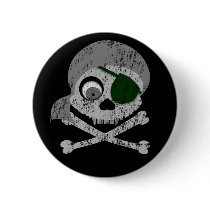 Grey Pirate Skull Distressed Buttons
