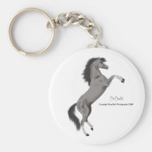Grey Rearing Horse Key Ring Keychain