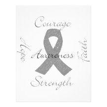 Grey ribbon brain cancer awareness letterhead template